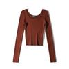 Za Export New Arrival Women's Clothing ZR Fashion Style Fashion High Waist Short Tight Double Round Neck Multi-Color Long Sleeves Knitwear