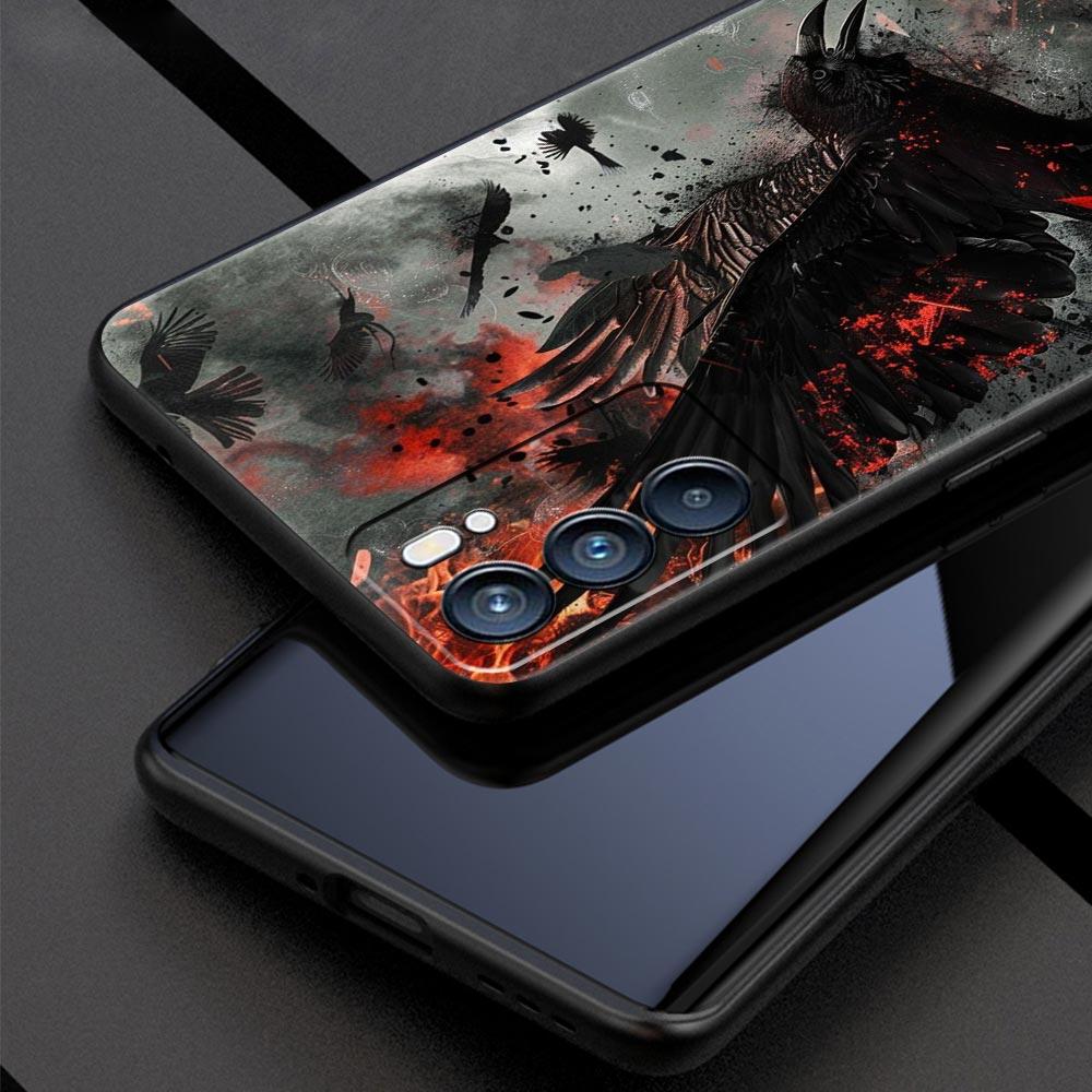 Черный Ворон Чехол для Телефона Для Oppo Reno 13 12 11 10 7 F Find X5 X6 A98 A80 A79 A78 A57 A54 A31 A17 Pro 5G Мягкий ТПУ Чехол Fundas Сумка