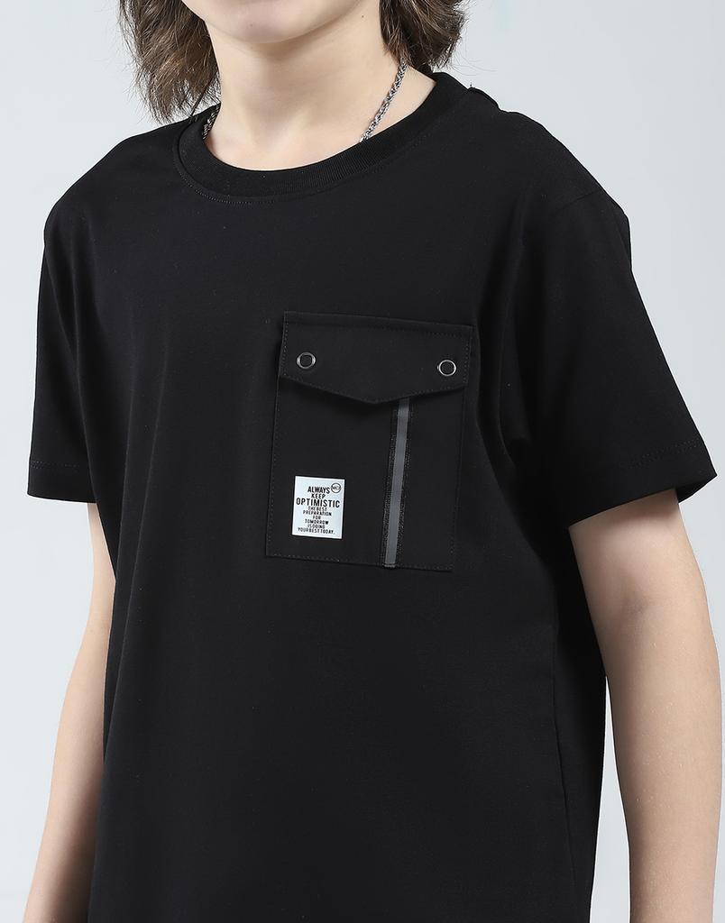 MONTE CARLO Однотонная футболка для мальчиков, стандартного кроя, с круглым вырезом и рукавом до локтя