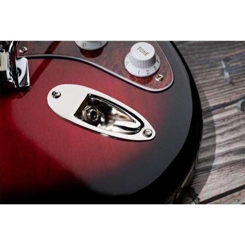 Musiclily Pro 10mm Steel Ship-Shaped Jack Plate for Stratocaster Electric Guitars, Nickel