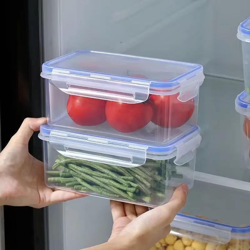 4Pcs Refrigerator Storage Box Food Containers Plastic Fresh-Keeping Box With Lid Portable Storage Box Kitchen Organization Tools