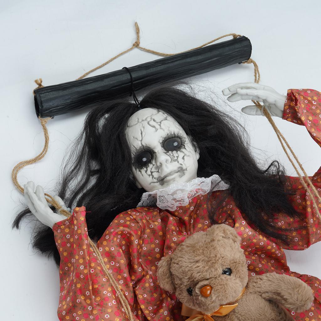 Ghostly Puppet Doll Halloween Decoration Voice Activated Ghostly Puppet with Glowing Eye For Garden Yard Decoration