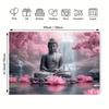 2D гобелен с Буддой в стиле Дзен, фон с цветением сакуры и водопадом для гостиной