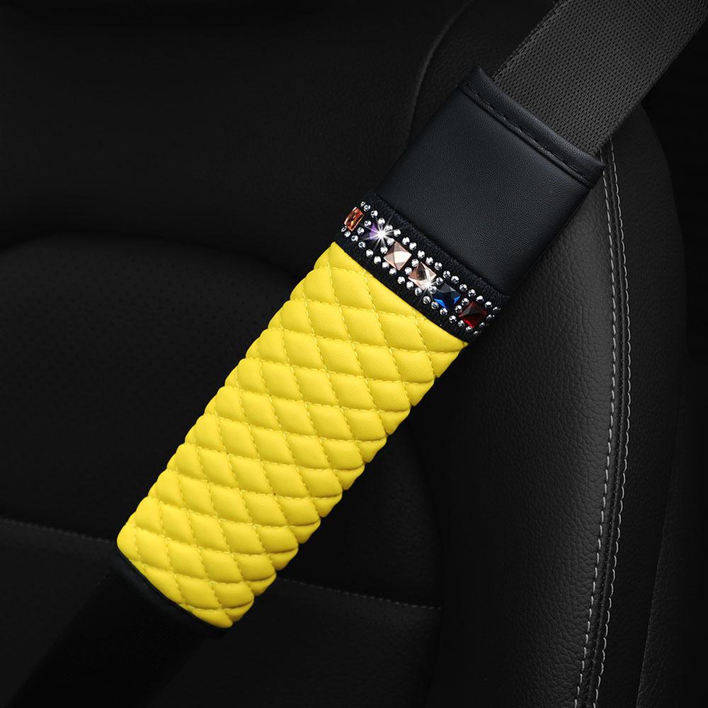 Кожаный дышащий автомобильный ремень безопасности со стразами, защитный плечевой коврик