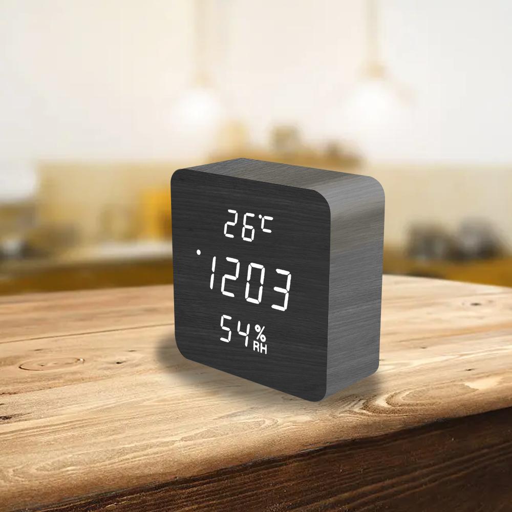 Маленькие деревянные часы с голосовым управлением для стола, комнаты, домашнего декора, цифровые, на батарейках, винтажные белые деревянные светодиодные будильники