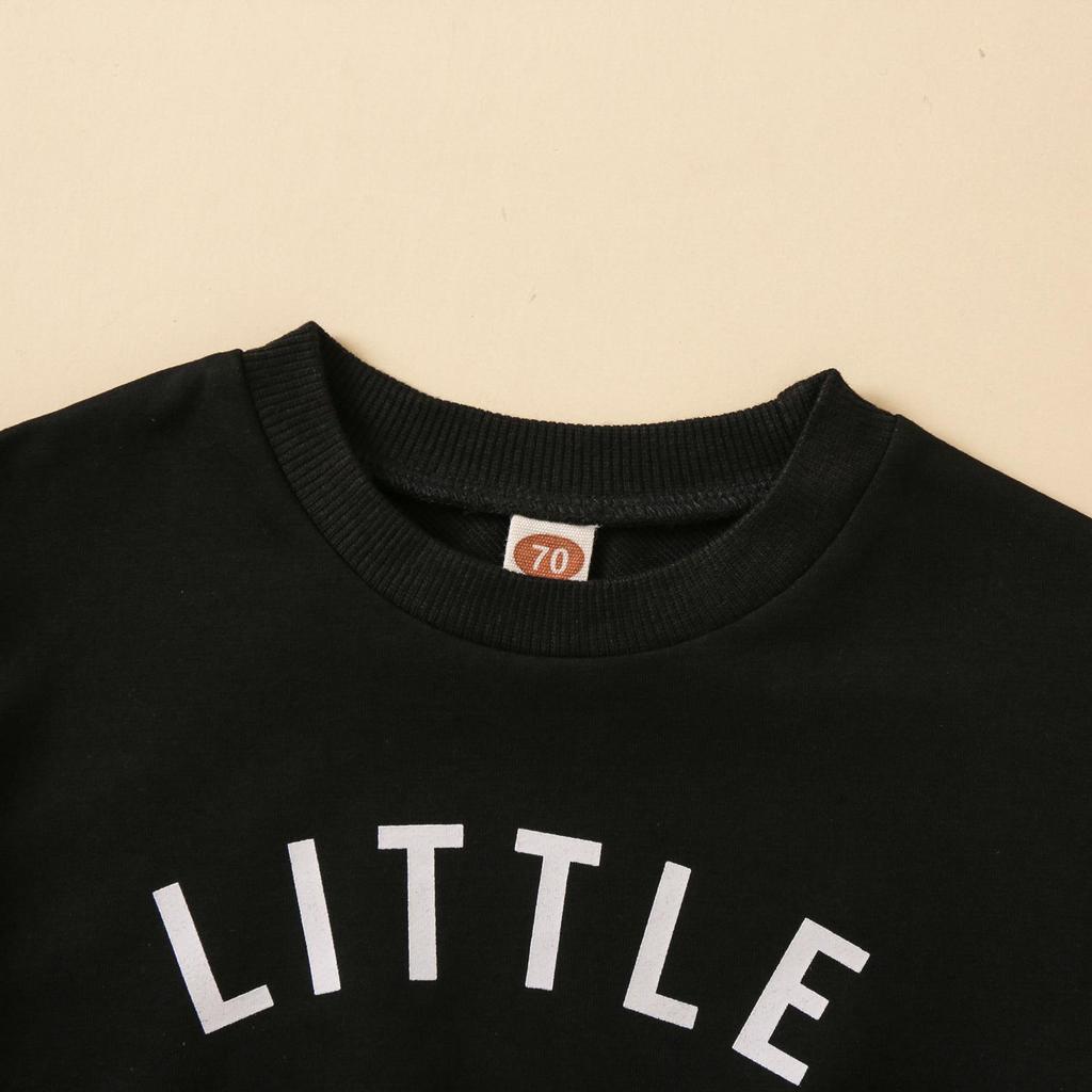 Комплект из двух предметов для малышей: топ с круглым вырезом и принтом букв и однотонные длинные брюки, многоцветный.