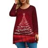Женская мода большого размера с круглым вырезом и длинным рукавом, повседневный свободный пуловер с рождественским принтом