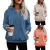 Женская свободная толстовка с капюшоном Fuzzy Double Fleece Sweatshirts Plaid Upperwear