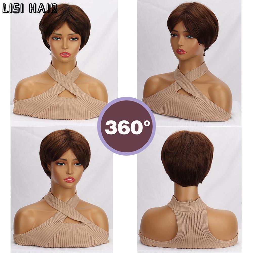 MISS WIG Синтетические смешанные серо-черные парики Короткие прямые натуральные парики Термостойкий парик для женщин Повседневная одежда
