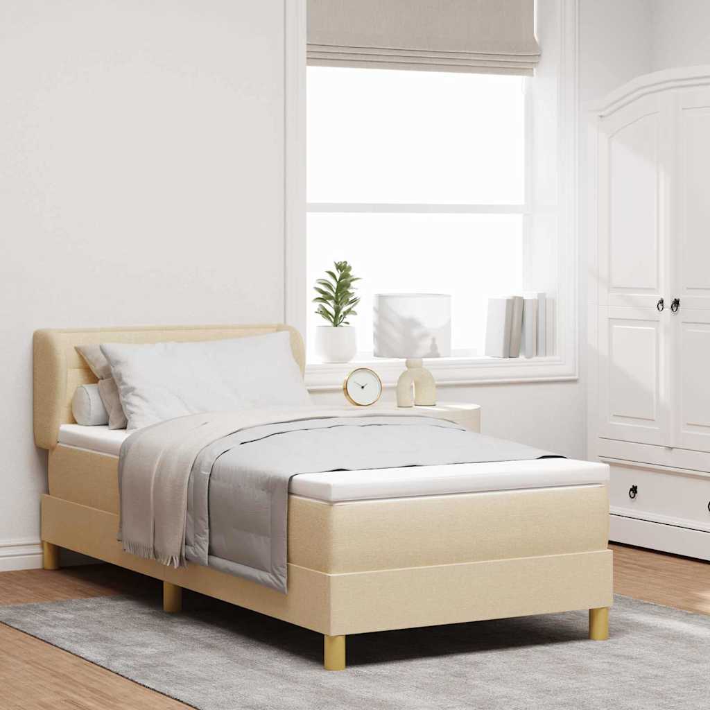 Box Spring Bed with Mattress and Headboard Cream 80 x 200 cm Fabric
