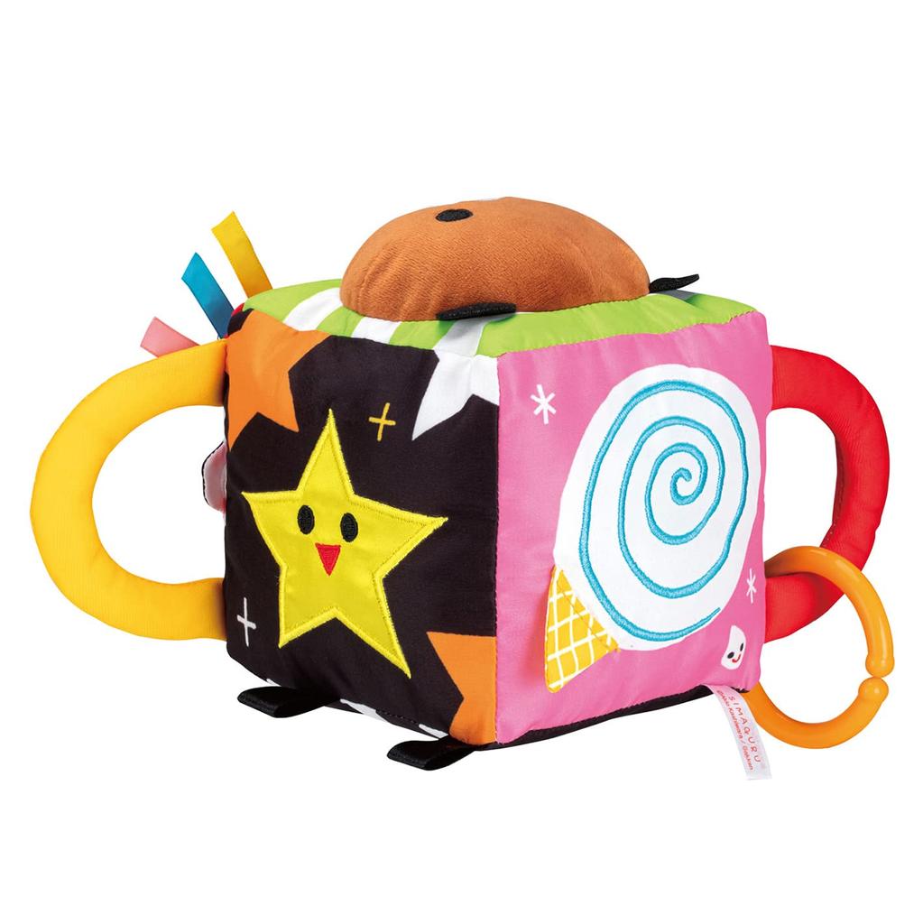 JOYPALETTE Полосатая вращающаяся игрушка, Очень весело! Пушистый кубик для выхода в свет, 12 x 22 x 15 см, Ткань