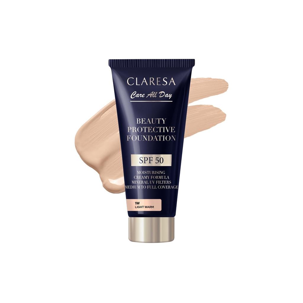 Claresa Beauty Protective Foundation Moisturizing Foundation with SPF 50 1W Light Warm 30