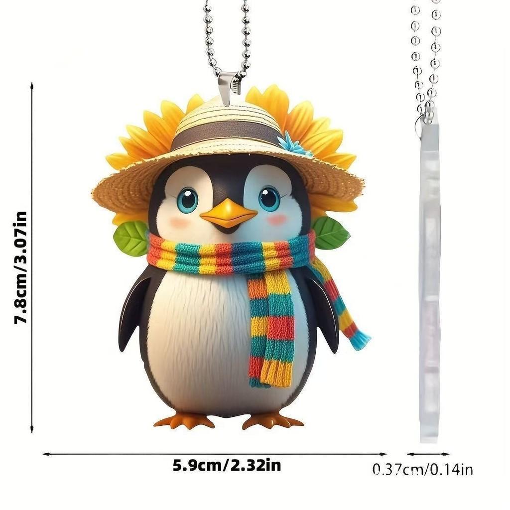 Scarf Cute Hat Penguin Cartoon Pattern Pendant Car Accessories Decoration