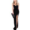Women's Hot Gold Dress Sexy Slit High Waist Dress Dress Halter V-neck Dress