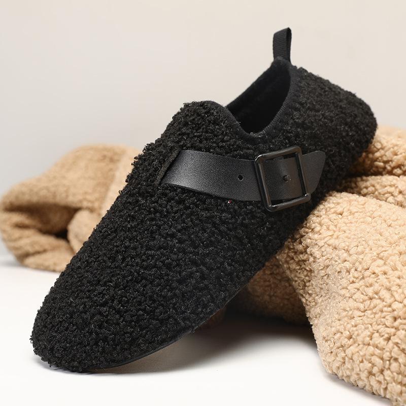 Новые хлопковые туфли на мягкой подошве из овечьей шерсти, повседневные уличные, с начесом, утолщенные, теплые туфли-бини, пушистые туфли