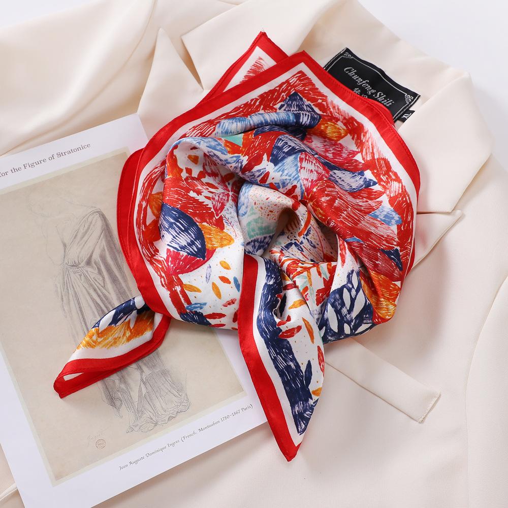 Spring And Summer Satin Long Scarf For Women Sunscreen Shawl Fashionable Beauty Scene Satin Long Scarf Versatile Travel Scarf