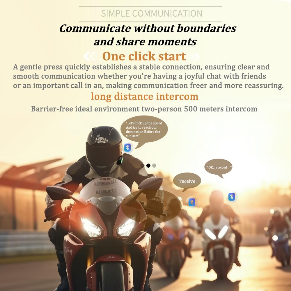 BT26 Motorcycle Helmet Intercom System 500m Range Waterproof Bluetooth Communication Headset