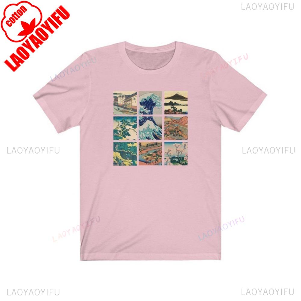 Japanese Art Shirt Great Wave Thirty Six Views of Mount Fuji By Hokusai Kanagawa Wave Woodblock Anime Aesthetic Harajuku Vintage