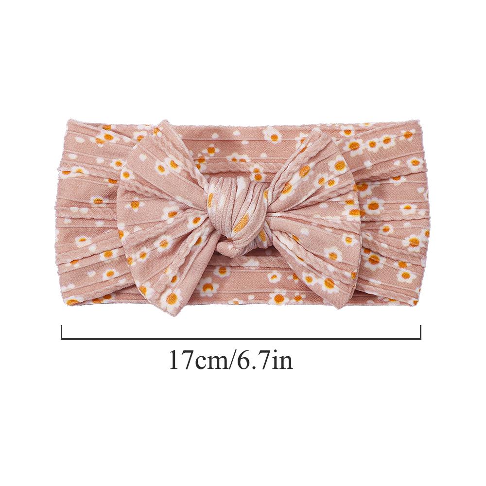 Cute Bowknot Baby Headbands Soft Elastic Nylon Girl Hairbands Solid Color Bow Turban Sunflower Headwear Hair Accessorie