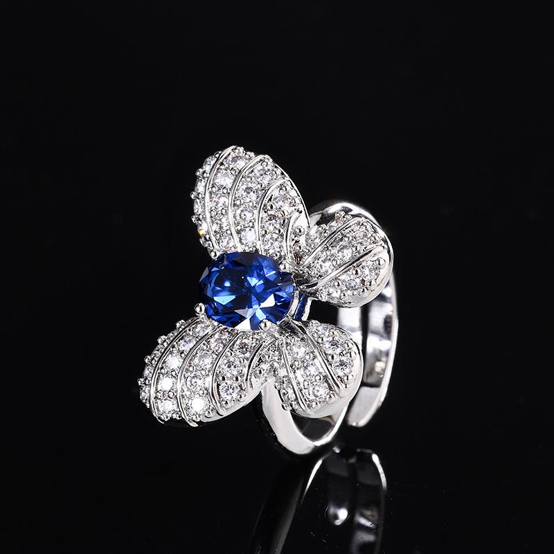 Осенне-зимний комплект украшений модные серьги-гвоздики бабочки ожерелье кольцо сапфир натуральный женский прозрачный
