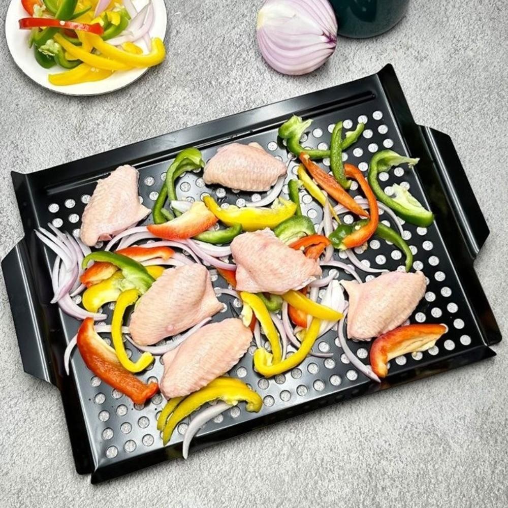 Non-Stick Coated Barbecue Grill Pan Large Capacity Grill Basket Grill Tool Grill Tray Home Cooking
