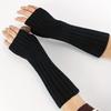 A Pair Long Fingerless Glove Arm Warmer Stretchy Mitten Unisex Crochet Half Finger Long Gloves
