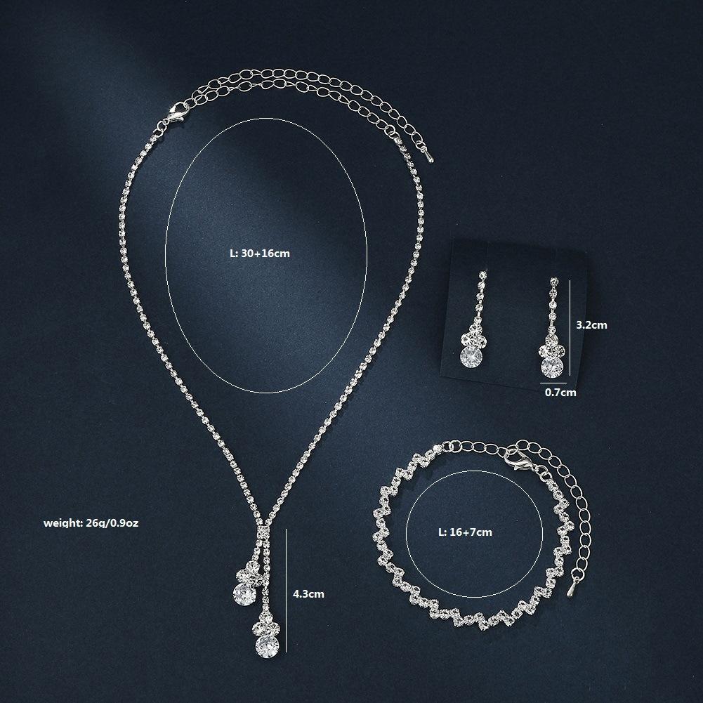 Свадебные аксессуары, серьги, ожерелья, браслеты, кольца, аксессуары для свадебного платья из четырех частей, легкий роскошный циркон.