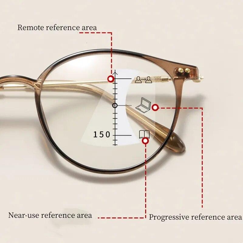 Blue Light Blocking Progressive Reading Glasses Men Women Near Far Bifocal Eyeglasses Vintage Multifocal Presbyopia Eyewear