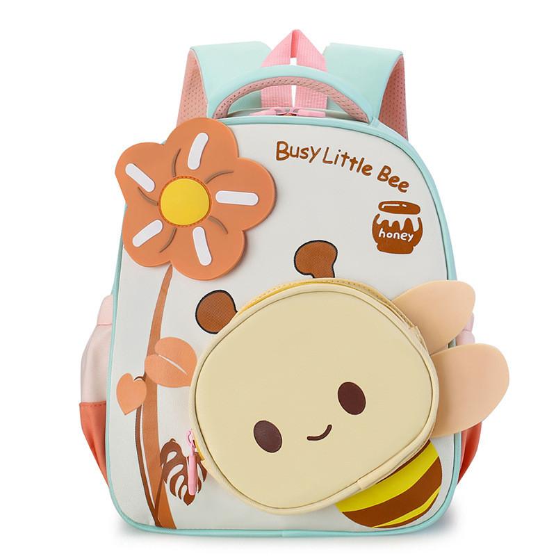 Cartoon Childrens Backpack With Small Bees And Flower Decorations For Use Daily