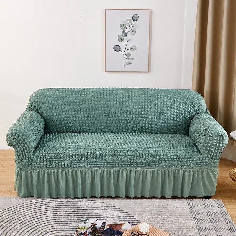 Seersucker Sofa Cover Elastic Sofa Slipcover Adjustable Sofa Cover Furniture Protector For Living Room Bedroom Office Home Decor