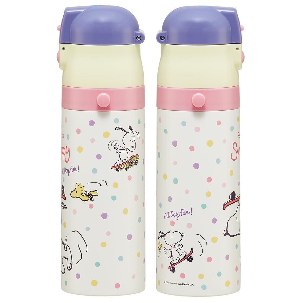 Snoopy Вода и Компактный Нержавеющая сталь 470мл и 430мл [Бутылка с термоизоляцией] Сверхлегкая Двусторонняя бутылка, (Прямое питье) (Питьё из чашки)