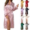 Женская Мода Домашняя Одежда Кардиган Халат Длинный Рукав Однотонная Ночная Сорочка