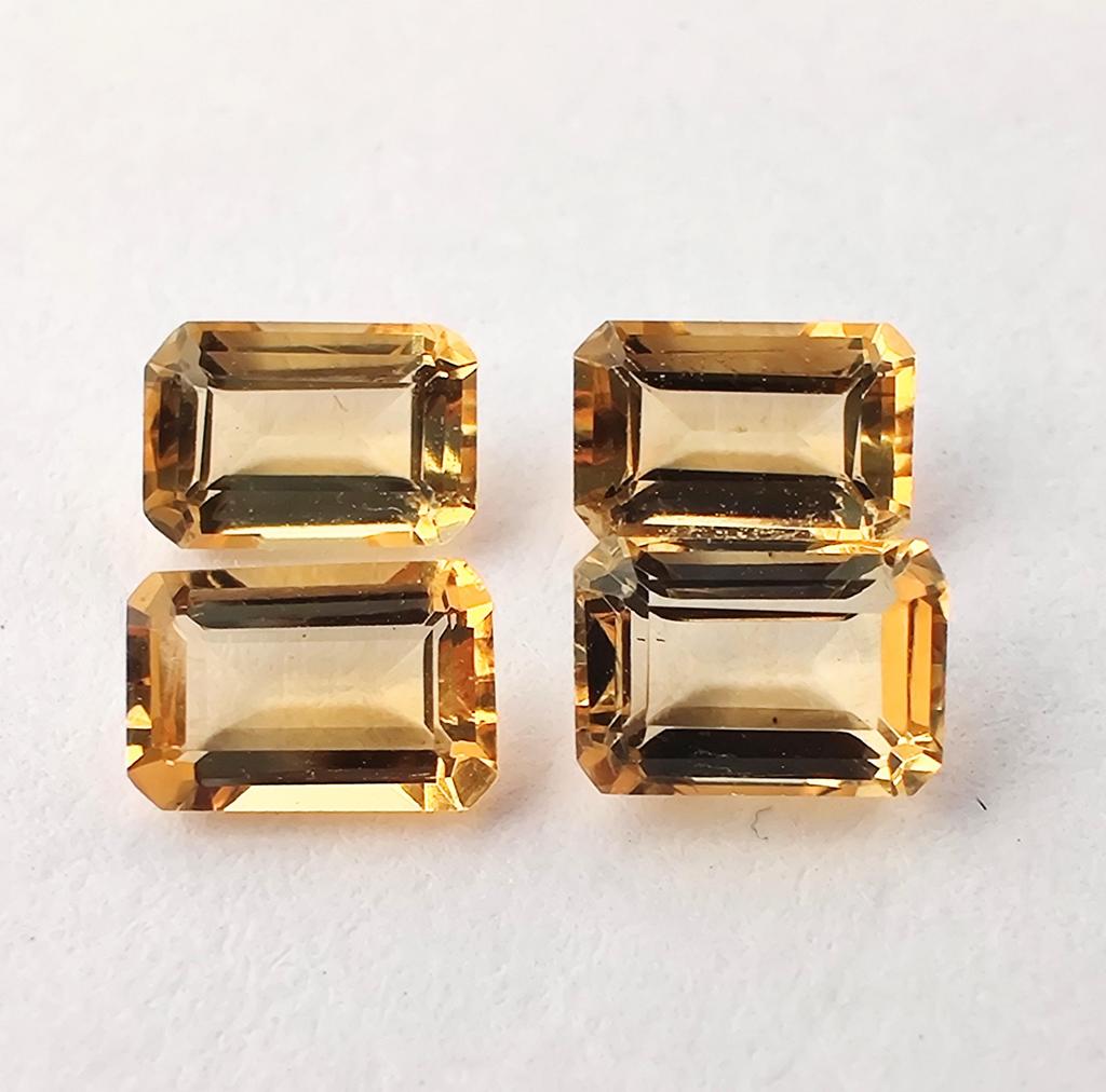 Лот из 4 камней, натуральный ограненный цитрин изумрудной огранки, россыпью, для изготовления ювелирных изделий, 3,50 карата, размер 7x5 мм.