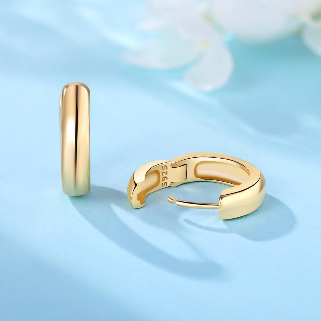 Original S925 Silver Zircon Gold Lining Vintage Hoop Earrings for Women Birthday Party Wedding Gift Jewellery