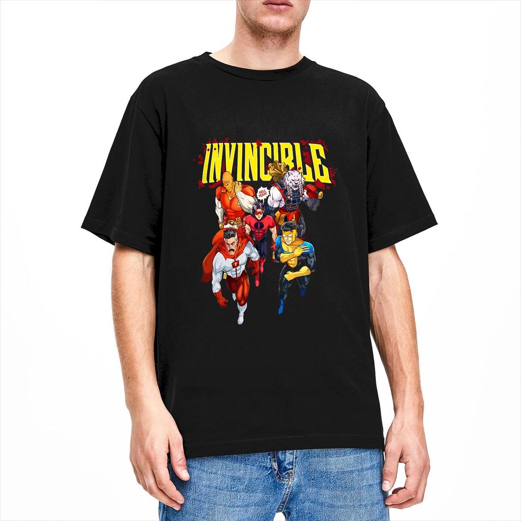 Vintage T-Shirt Summer Invincible Comic Hip Hop T Shirts Cotton Tee Shirt for Men Y2K Basic Short Sleeve Tops