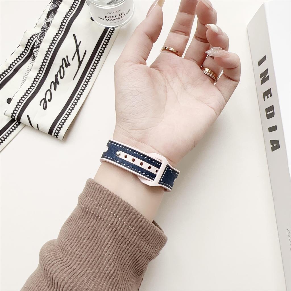 For Apple Watch Series 10 42mm / 9 8 7 41mm / SE (2023) SE (2022) SE 6 5 4 40mm / 3 2 1 38mm PU Leather+Silicone Watch Band