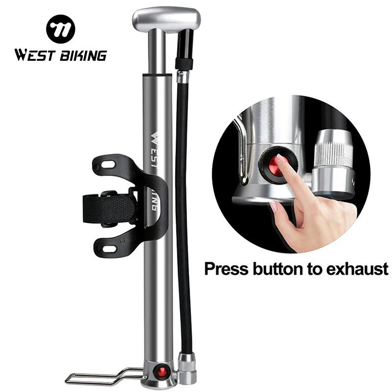 WEST BIKING Aluminum alloy 160 PSI Bicycle Pump Bike Floor Pump Schrader Presta Valve Handle Inflator Front Fork Bike Pump