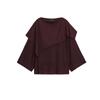 Autumn New Women's Clothing Asymmetric Collar Wide Sleeve Design Plain Stitch Layer Drape Long Sleeves Tops 3456104