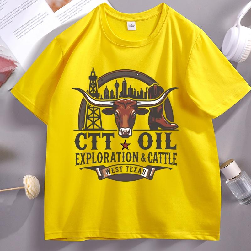 Vintage Exploration Cattle T Shirt Casaul Cotton Short Sleeve Round Neck Tshirt Unisex Women Streetwear Soft Breathable Clothes