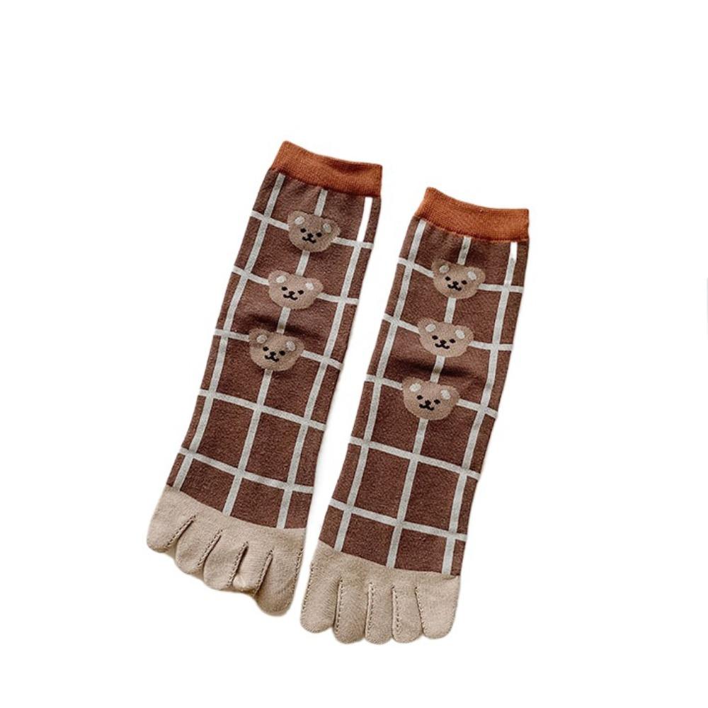 Breathable Five Finger Tube Socks Flower Toe Mid-calf Socks Soft Split Toe Short Socks  Daily