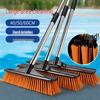 Large Commercial Stiff Bristle Floor Scrubber Brush with Long Handle for Cement, Moss, Marble, and Tile Cleaning