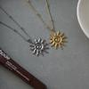 Нержавеющая Сталь Чеканный Спиральный Солнечный Кулон Ожерелье 18K Золото PVD Покрытие Водонепроницаемое Украшение Подарок Повседневное Гипоаллергенное