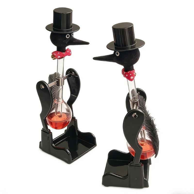 Perpetually Motion Bobbing Bird Ornament No-Stop Liquid Permanent Glass Duck Toy for Home Office Desktop Decoration