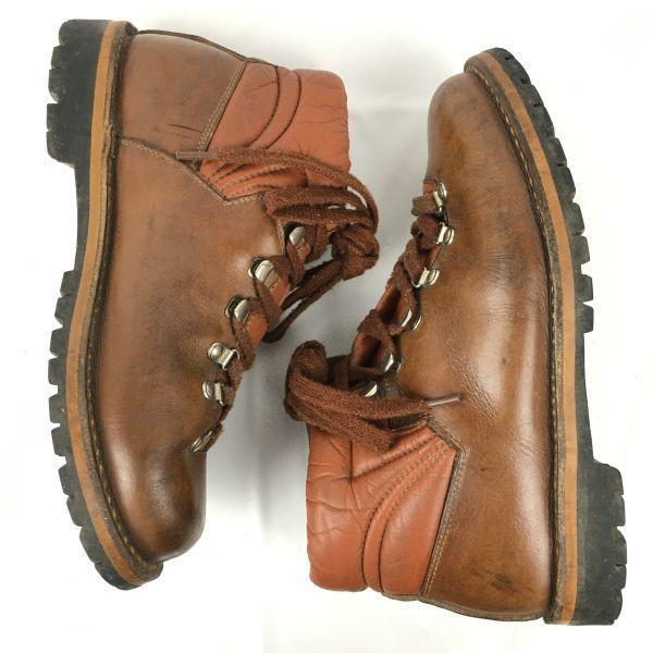 Винтажные кожаные ботинки для хайкинга/треккинга 80-х-90-х годов, подошва Vibram, размер 25.0-25.5-26.0, коричневый(ИСПОЛЬЗОВАЛ)