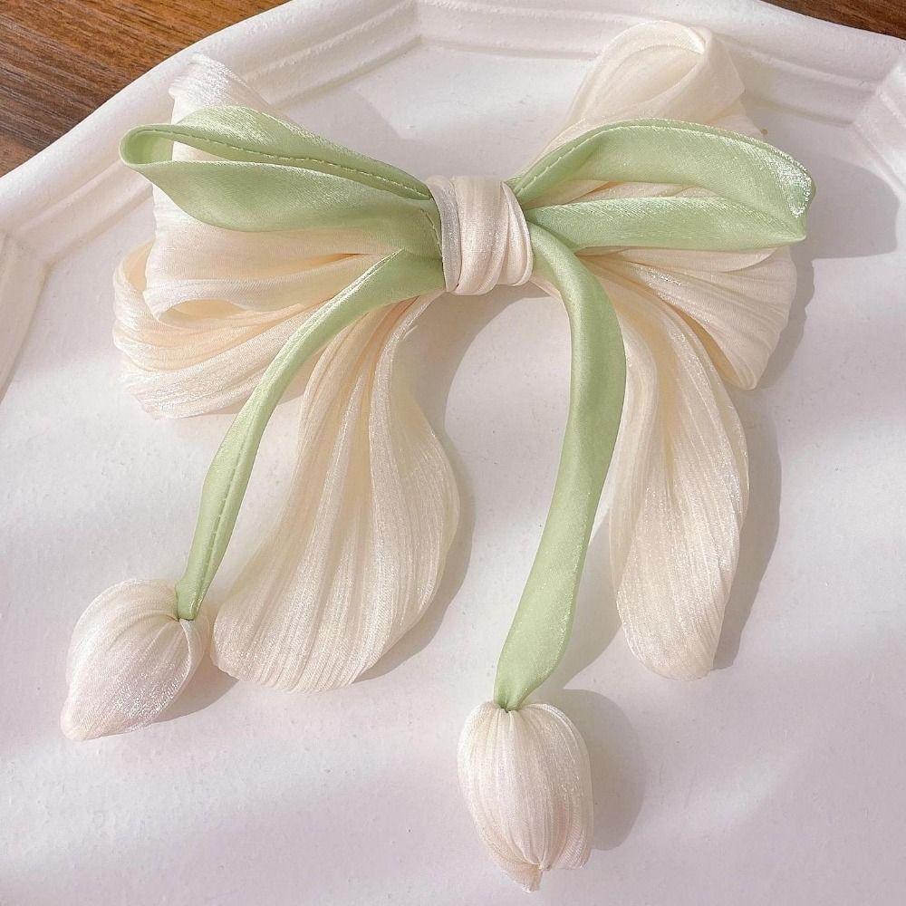 Cloth Tulip Ribbon Hair Ring Hair Tie Flower Hair Claw Exquisite Bowknot Hair Clip Girl