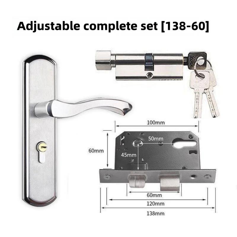 Universal Adjustable Stainless Steel Indoor Door Lock Wooden Handle for Bedroom Security Tamper-Free Household Safety