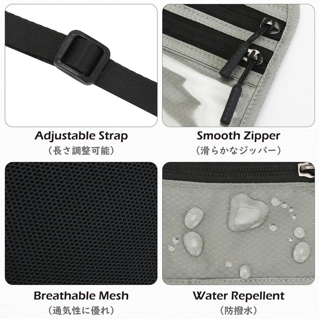 Passport Skimming Hanging Neck Security Card Travel [TRIWONDER] Case, Prevention, Type, Pouch, Case, Wallet, Anti-Magnetic (Black)