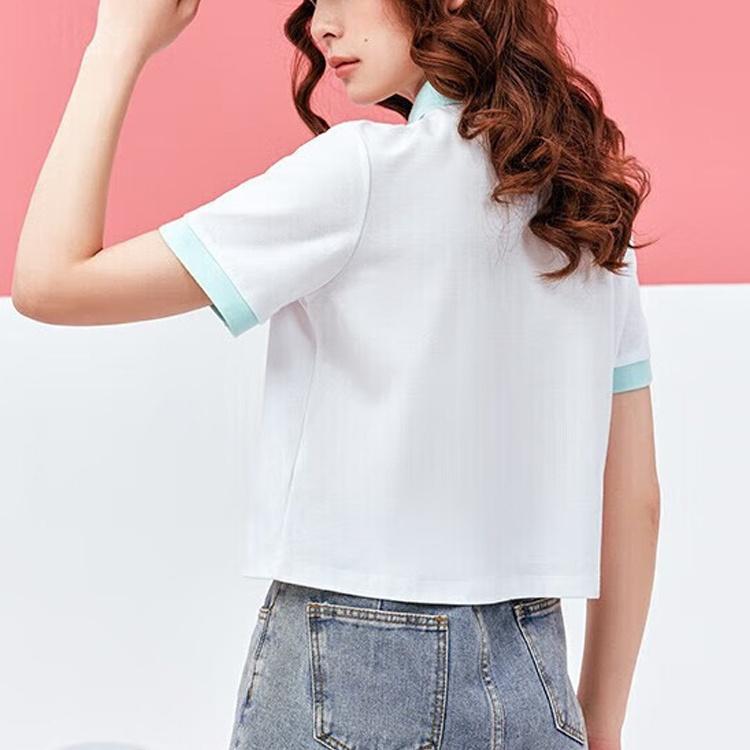 ANTA X SESAME STREET Life Collection Polo Shirts Women's Snowflake White Polo Collar Moderate Straight Fit 162328136-2