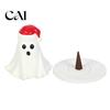 Spooky Room Ornament Resin Ghost Incense Burner, Christmas Hat Holder, with Burner Cones, Cone Holder for Yoga Home Halloween Decor Gifts Lovers