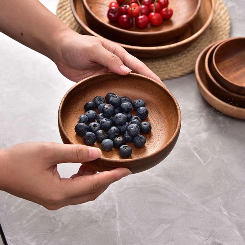 Ins Круглая деревянная тарелка поднос для еды для кухни ресторана вечеринки кафе десерт салат фрукты тарелки декоративный поднос сервировочный поднос
